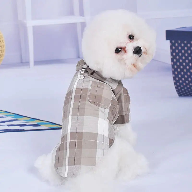 Chinese Style Bow Tie Pet Shirt for Casual Wear