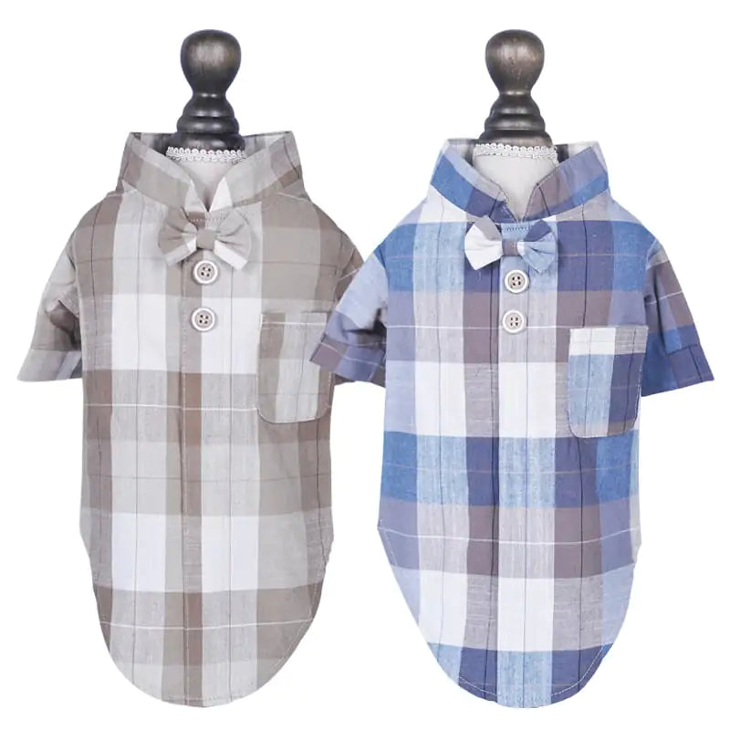 Chinese Style Bow Tie Pet Shirt for Casual Wear