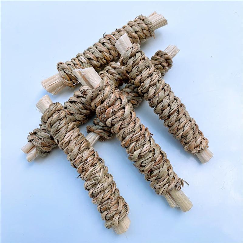 Bamboo Bliss Straw Molar Toy - Natural Water Grass And Sweet Bamboo Small Pet Grinding Toy